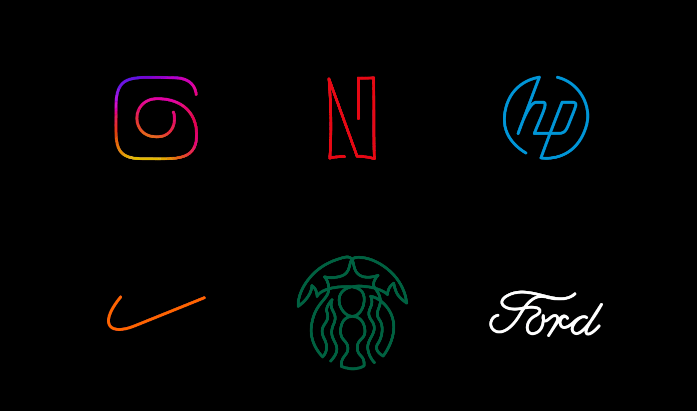 Loooop Studio reinterpreta 44 logotipos famosos usando seu estilo de assinatura de linha contínua e elegante.